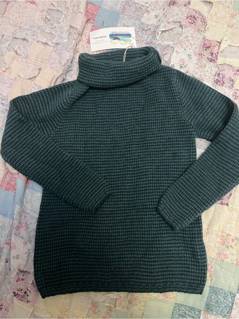 Ketiketa Textured Turtleneck Sweater in Teal Green NWT